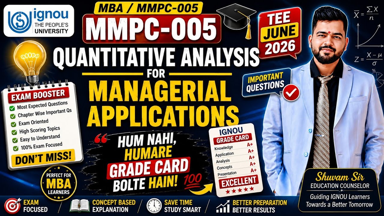MMPC-005 Important Questions 2026 | Quantitative Analysis for Managerial Applications TEE June 2026