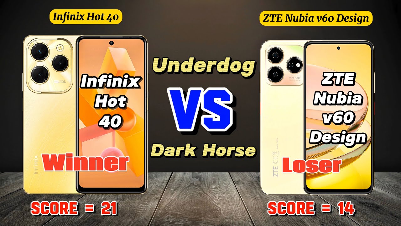 Infinix Hot 40 VS ZTE Nubia V60 Design | Full Specs Comparison | Underdog vs Dark Horse