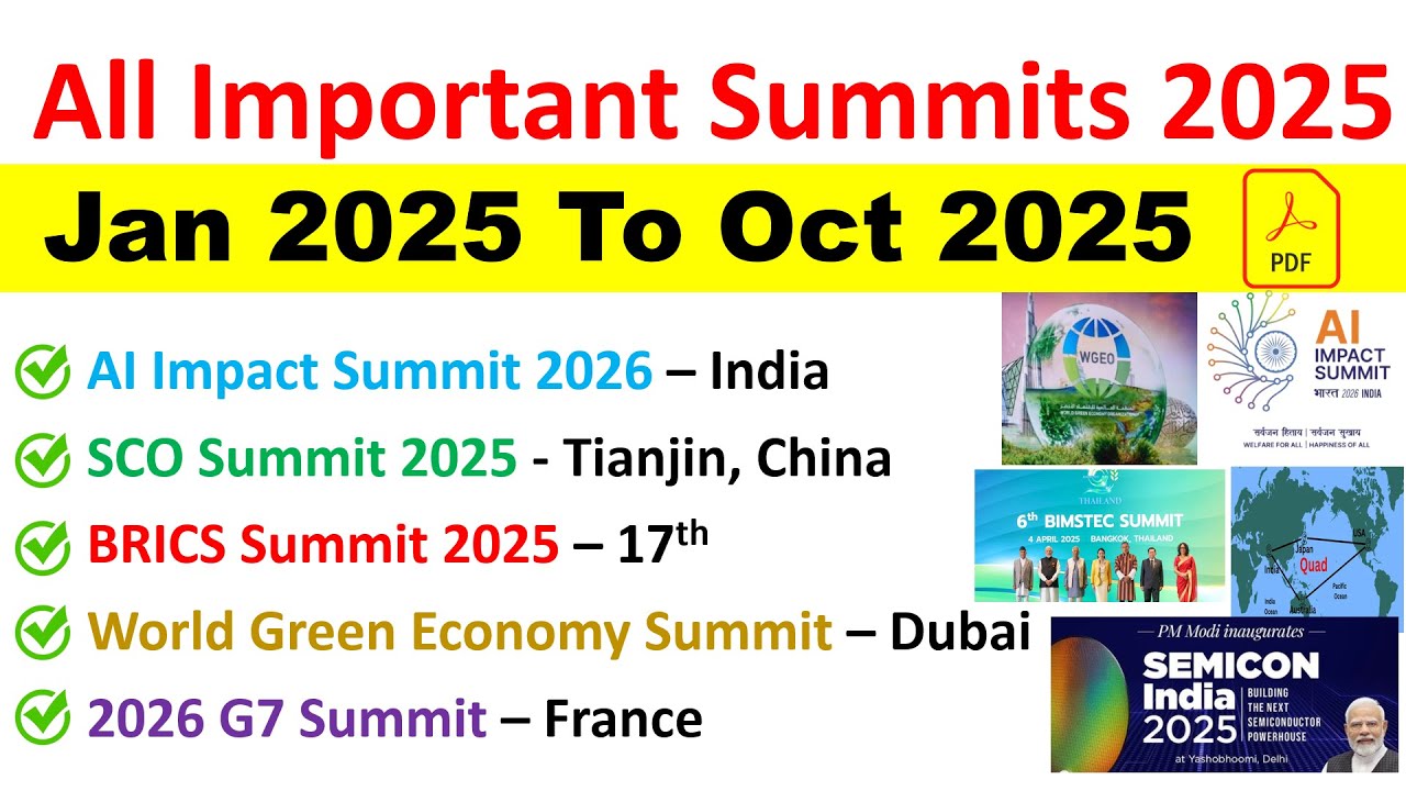 Most Important Summits for Exams 2025! #summits #currentaffairs