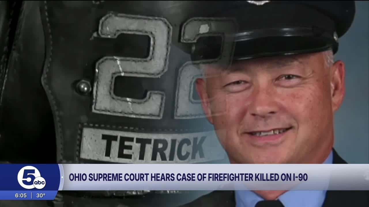 Ohio Supreme Court hears case of firefighter killed on I-90