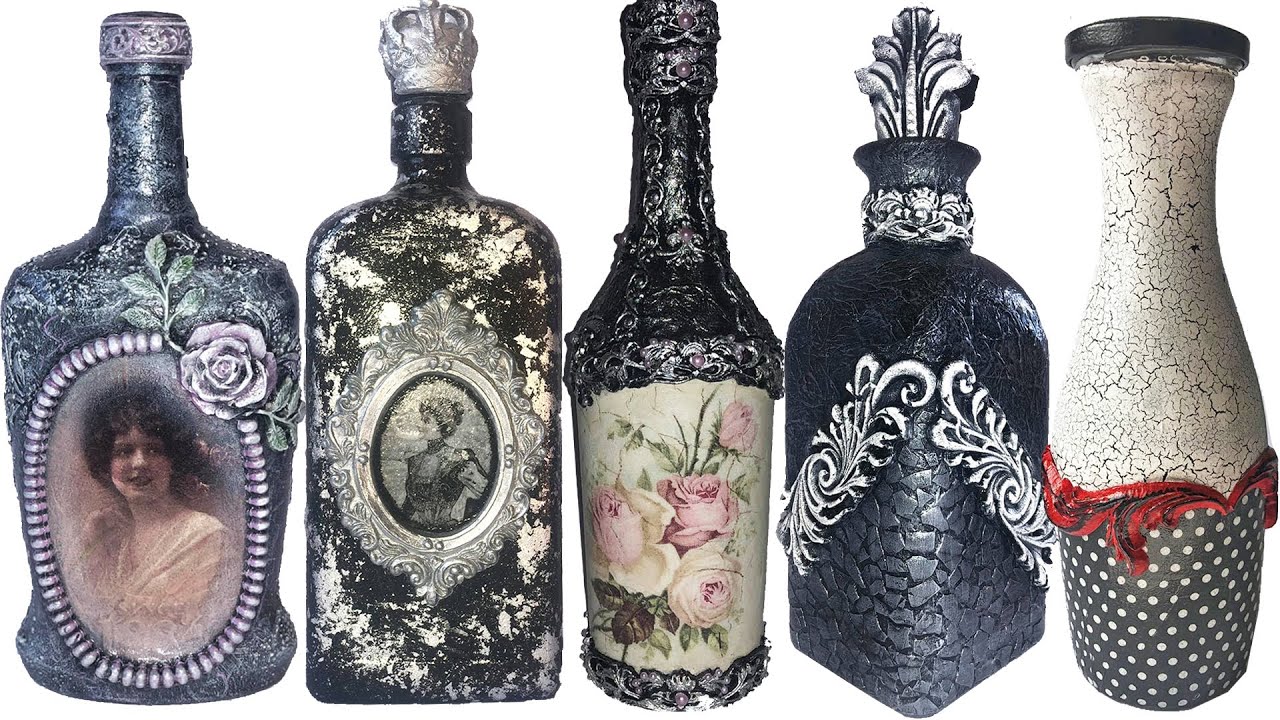 TOP 5 IDEAS FOR DECOUPAGE BOTTLE / BOTTLE DECORATION