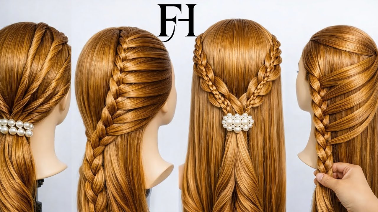 4 Easy 5-Minute Hairstyles Tutorial 😍 Quick Everyday & Date Night Hair Ideas_step by step