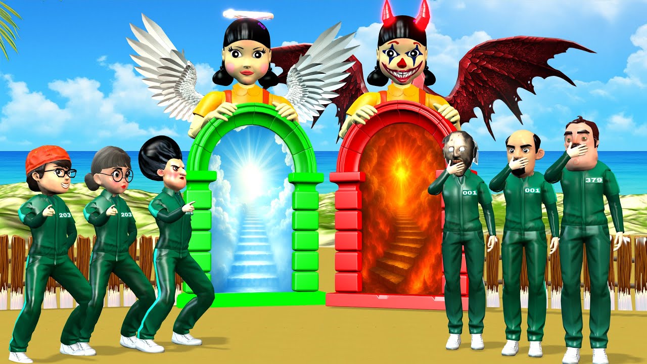 Scary Teacher 3D против Squid Игра Вспомни хорошее или плохое прошлое 5 раз. Кто победит?