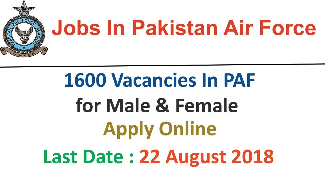 Join Paf 2018 as Aero Trades, Provost Trade, MTD, Nursing Assistants, GC & Sportsman 1600 Vacancies