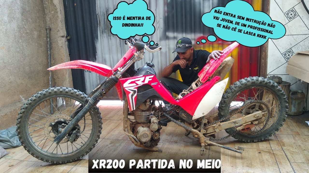 XR200 chegou partida ao meio na oficina😧