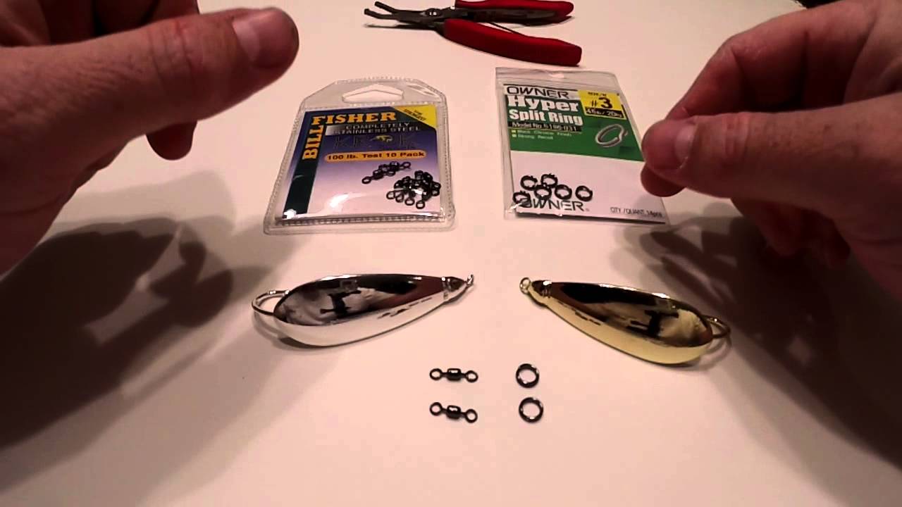 Adding split rings and swivels to spoon type lures