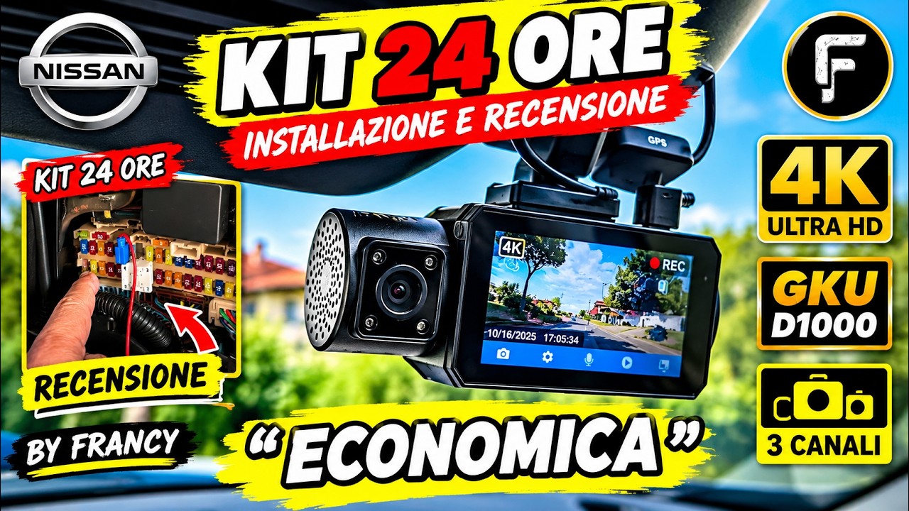 GKU D1000 4K Dash Cam 3 Canali ECONOMICA ma funzionale 🔥 (Prova By Francy su Qashqai J11)
