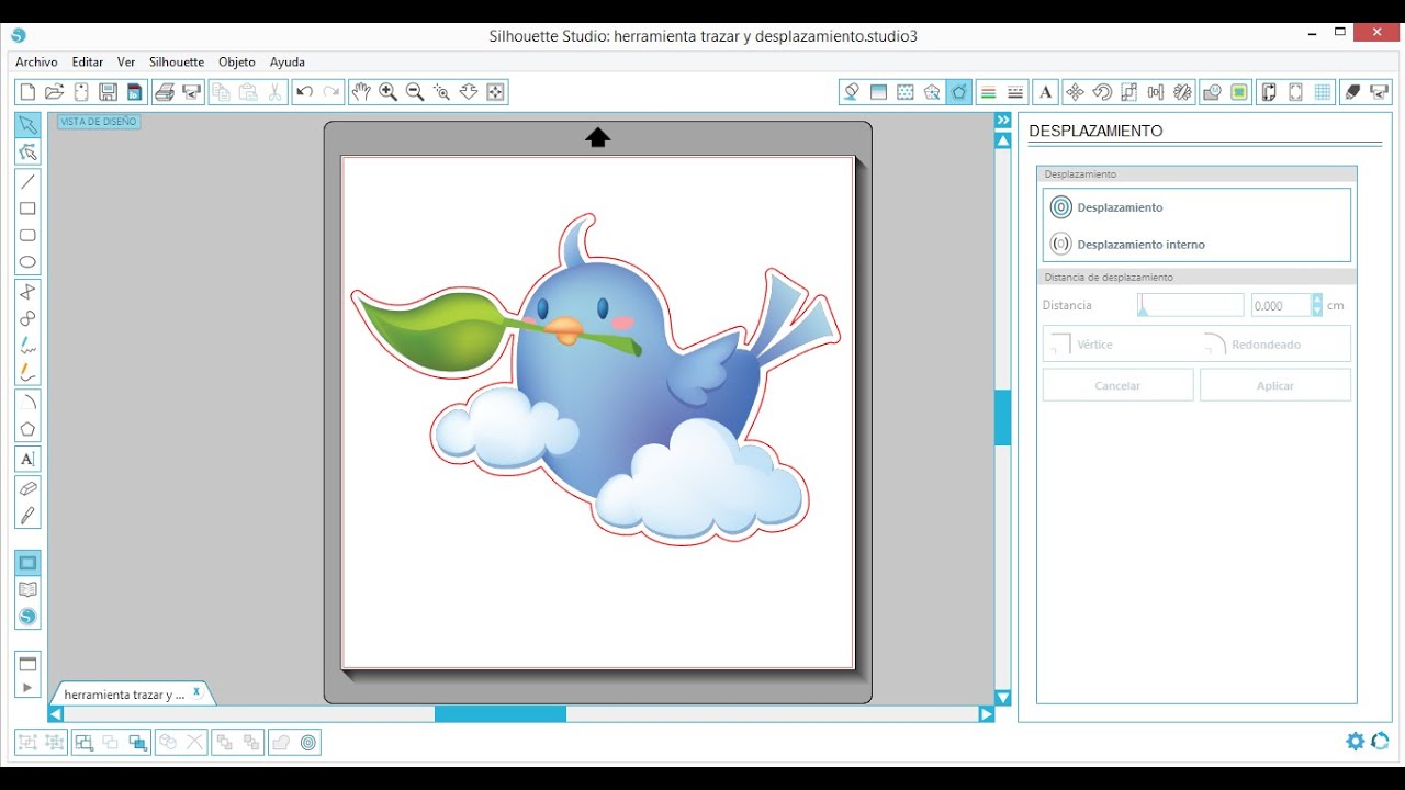 Uso de la herramienta Desplazamiento del Silhouette Studio (Español)