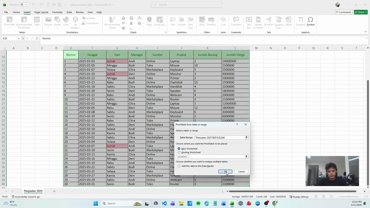 tutorial membuat pivot table dalam excel