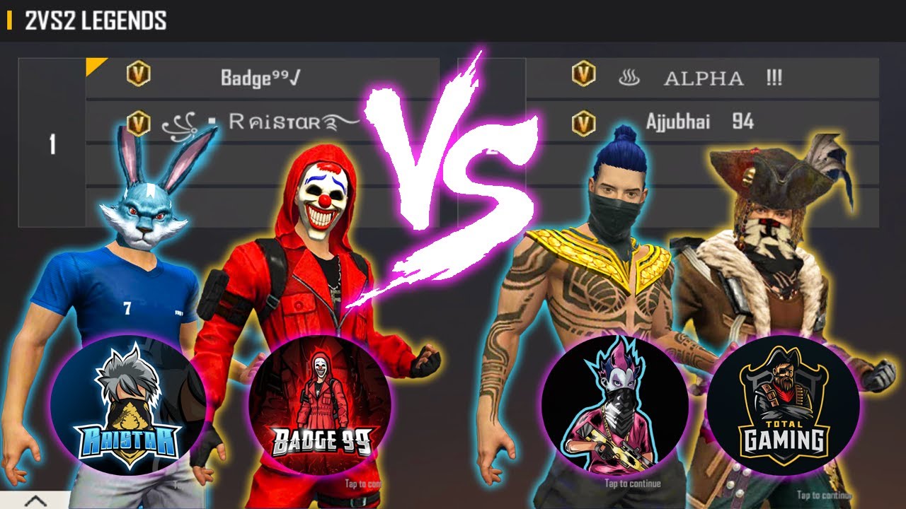 RAISTAR BADGE 99 VS ALPHA FF AJJUBHAI | 2V2 BEST ROOM IN INDIAN SERVER