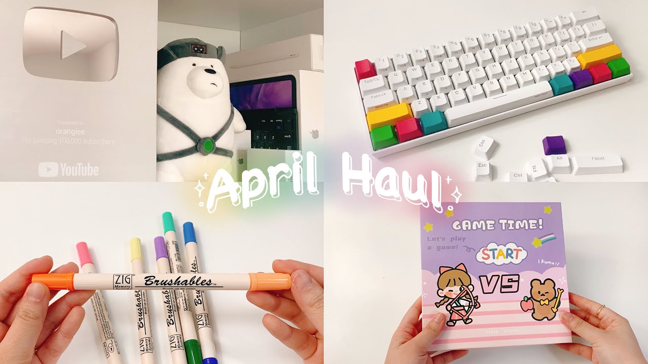 April Haul// Dạo này mình mua gì? (200 tấm stickers, keyboard, nút bạc)//orangiee