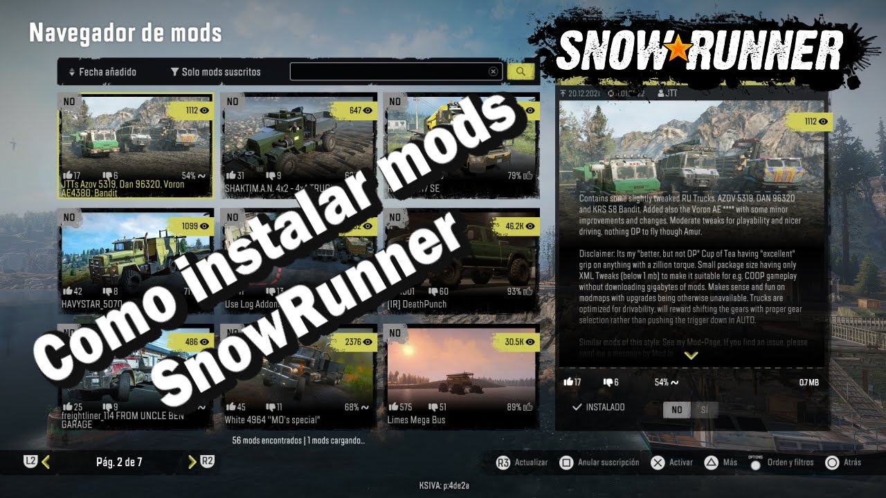 Tutorial como instalar mods en SnowRunner PC 2022 (Espa&ntilde;ol bien Explicado)│SNOWRUNNER MODS │modio