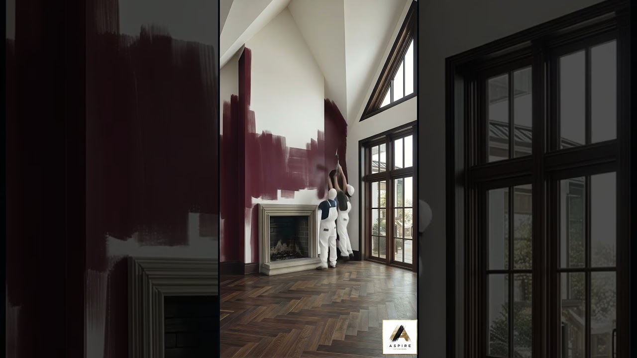 Венецианская штукатурка, святилище, бордовые стены ручной работы, роскошное преображение гостиной.