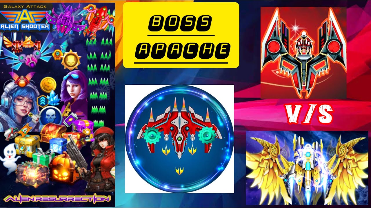Badass Apache Boss v/s Ultra Cyber Blade and Inferno Drake galaxy attack alien shooter #alienshooter