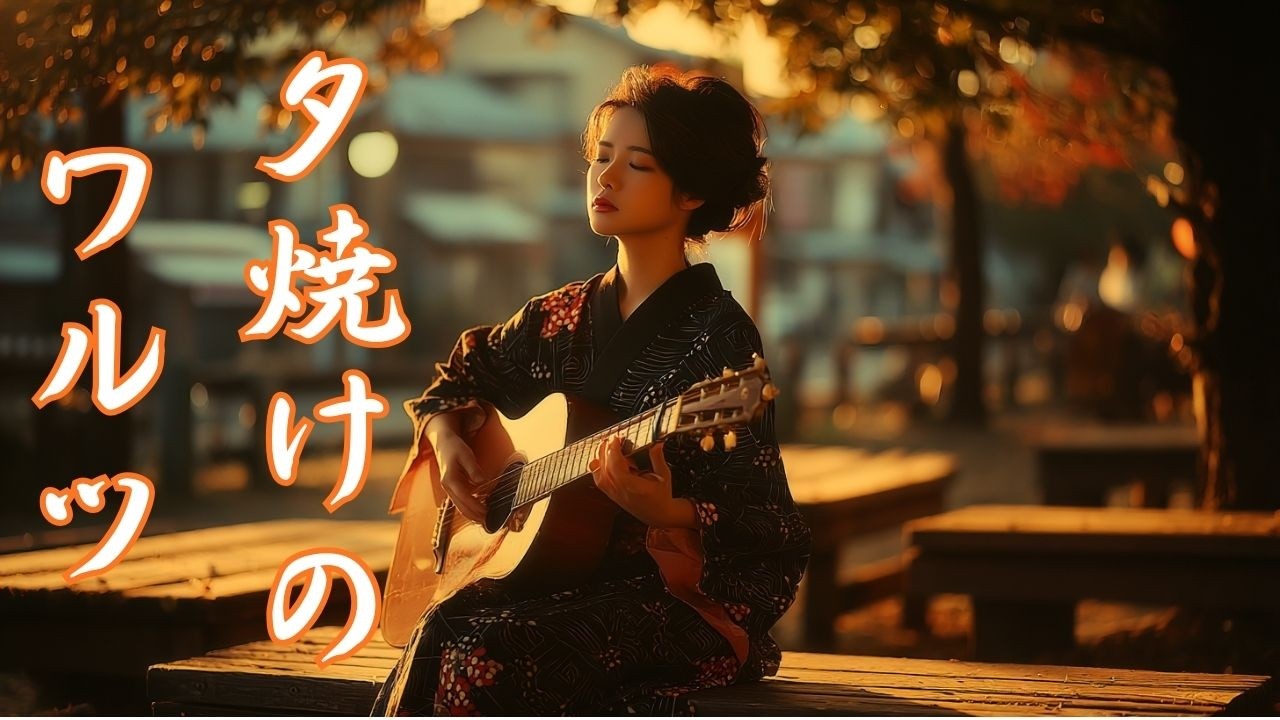 昭和レトロ演歌風｜夕焼けの公園で聴く｜ギター演奏｜夕焼けワルツ