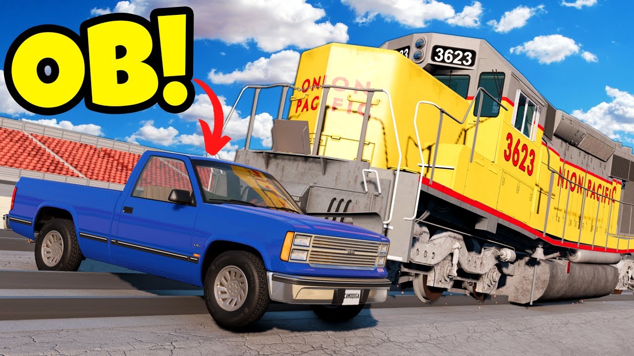 Stunt Challenge Ends in Train Car Crashes in BeamNG Drive Mods!