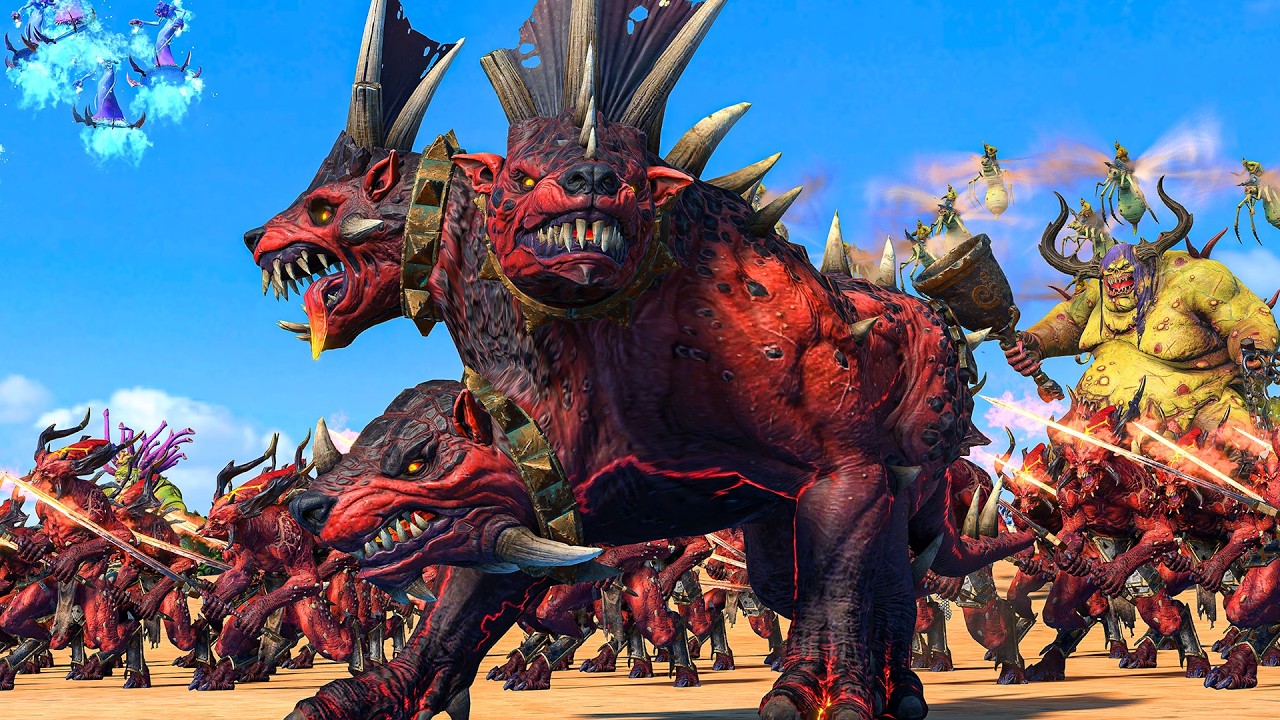 VAMPIRE COAST and TOMB KINGS vs DAEMONS OF CHAOS - TotalWar Warhammer 3 cinematic battle