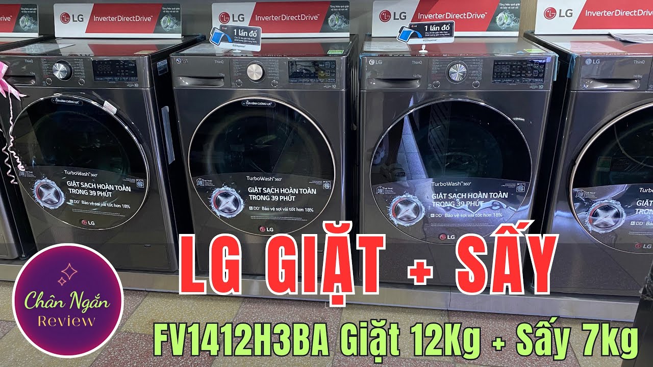 Máy giặt sấy LG FV1412H3BA Giặt 12Kg Sấy 7Kg đầy đủ tính năng cao cấp | Chân Ngắn RV