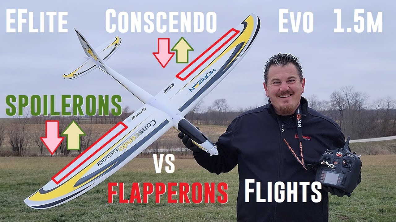 E-flite - Conscendo Evo - 1.5m - Spoilerons VS Flapperons - Flights