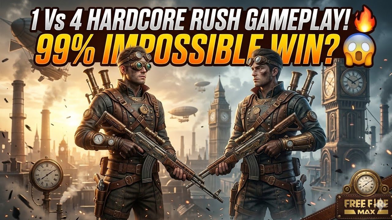 1 Vs 4 Hardcore Rush Gameplay! 🔥 99% Impossible Win? 😱 #FreeFireMAX