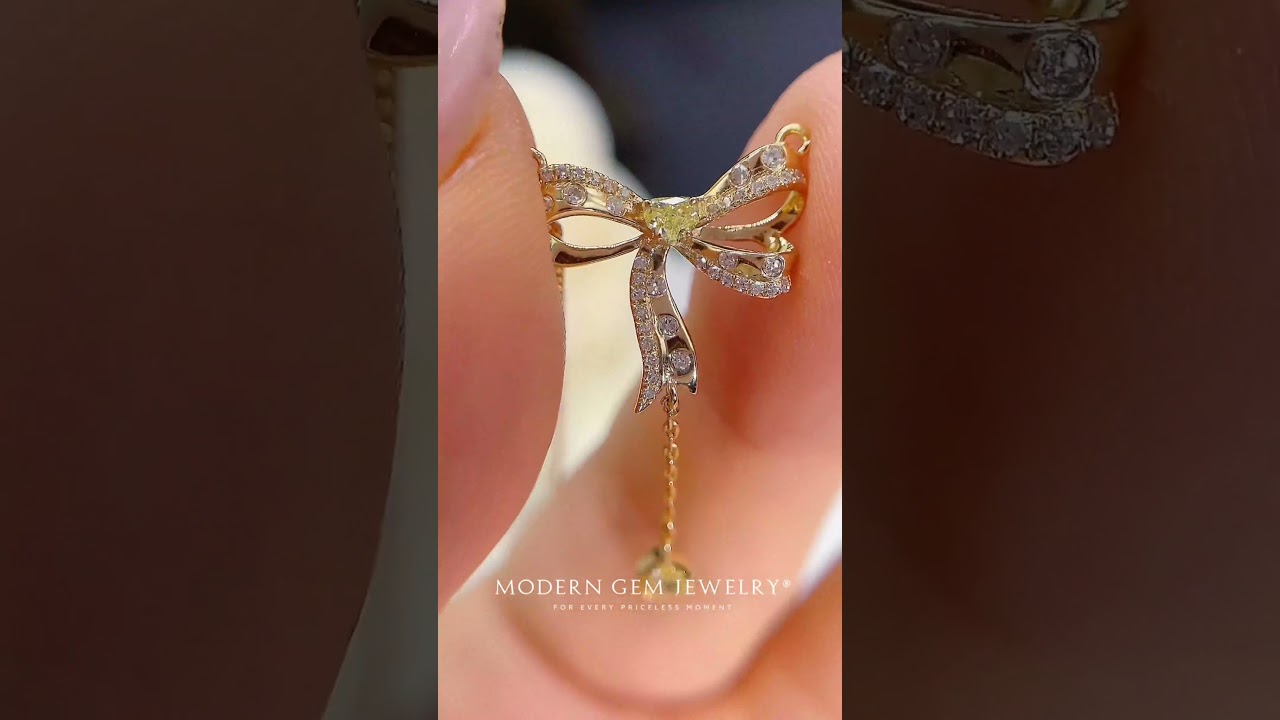 Bow-Inspired Yellow Diamond Drop Necklace #beauty #look #firstclass #fashion #saratti #jewelry #glam