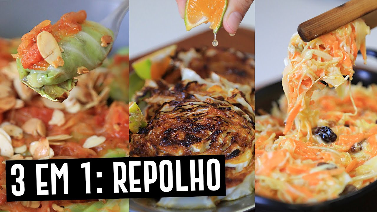 3 RECEITAS INCRÍVEIS COM REPOLHO: CHARUTINHO, REPOLHO ASSADO E SALADA COLESLAW | 3 EM 1 | TNM Vegg