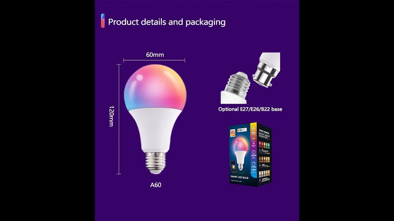 Smart Led Light Tuya Smart Life Smart Bulb 10W E27  Base CCT RGB Alexa Lamp Smart Light BT Led Bulb