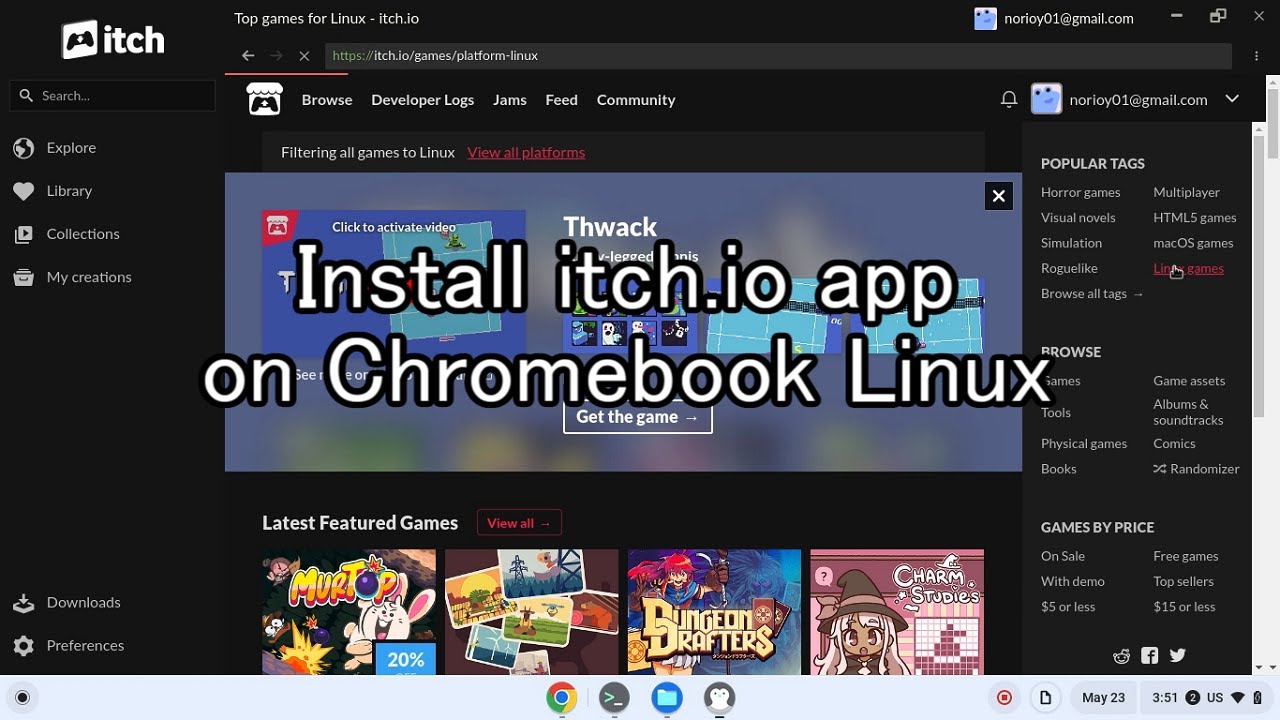 Install itch.io app on Chromebook Linux