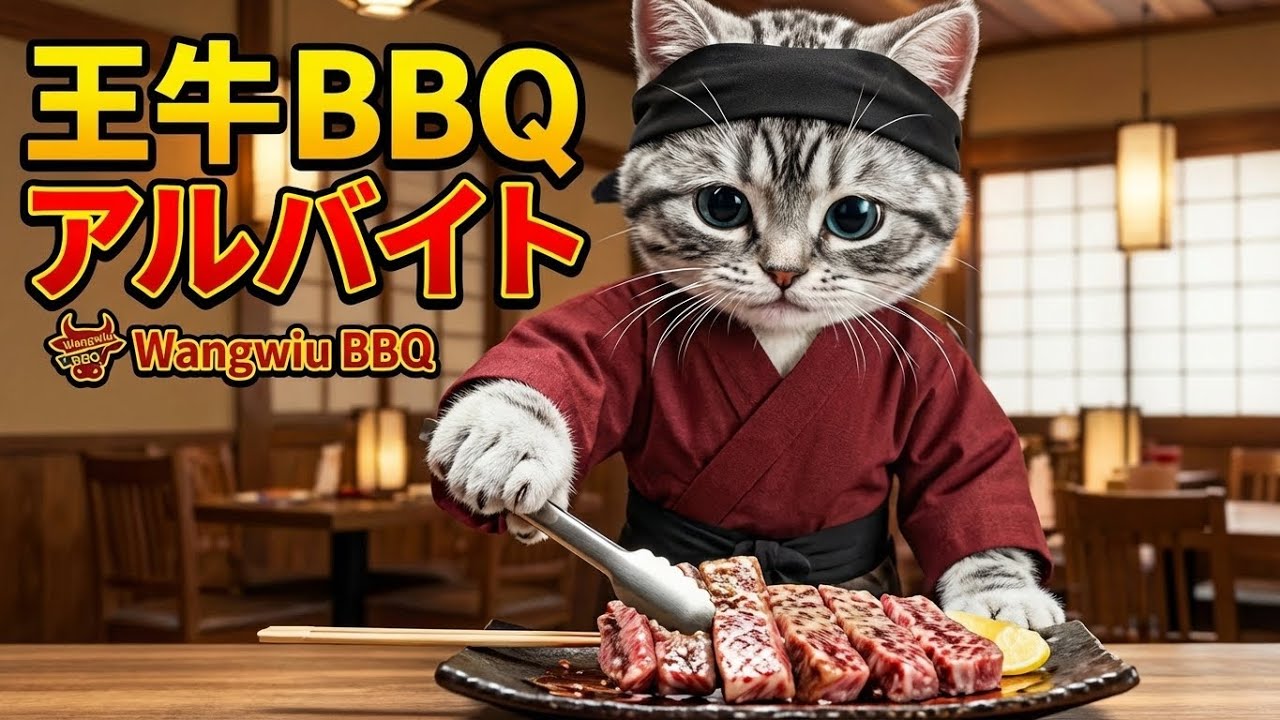 【AI猫動画】猫職人ユエが焼く最高級和牛🥩 心に響く4Kクッキング