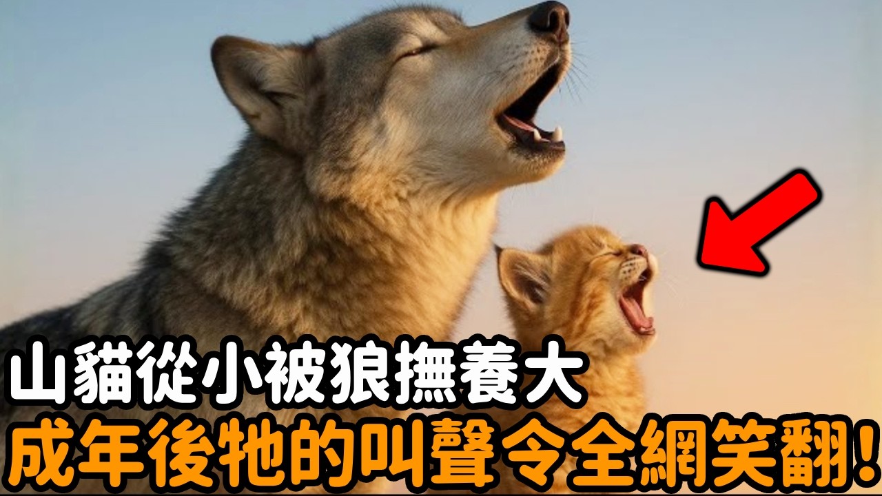 喪母小山貓從小被一隻母狼撫養長大，每天一起吃飯、喝水、打獵，沒想到成年後小山貓的一個叫聲令全網笑翻！#山貓 #狼 #跨物種 #救助 #心靈暖流  #動物情感 #動物故事 #真實故事 #心靈私域運營