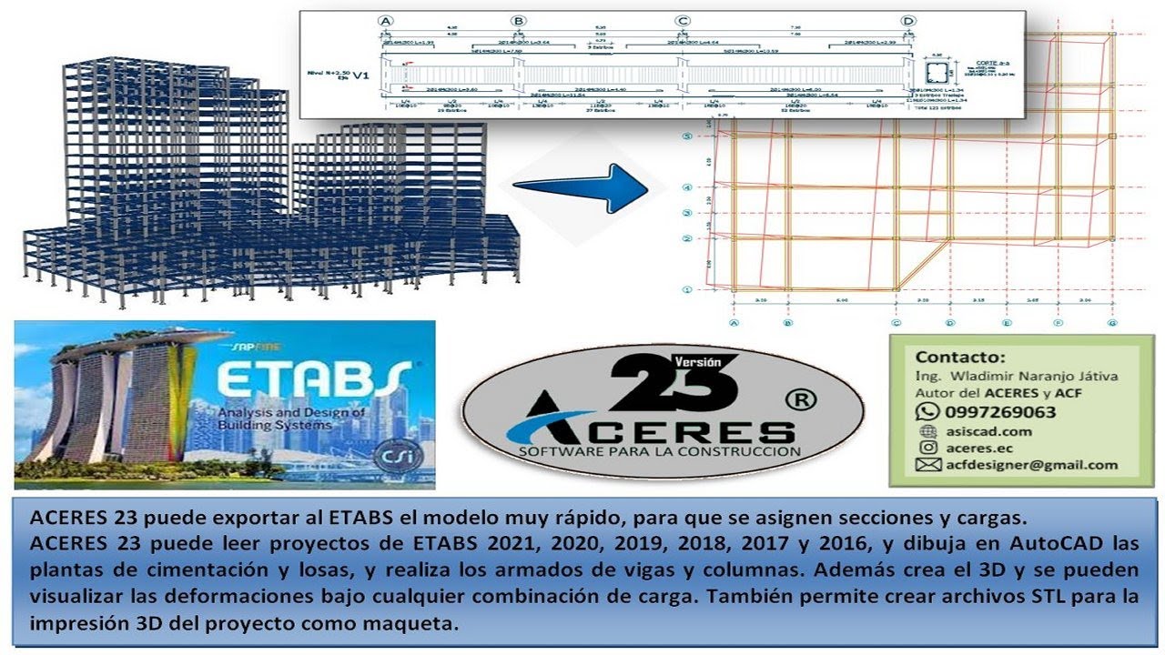 Cómo pasar proyectos de ETABS al AutoCAD, con detalles, armados y plantas