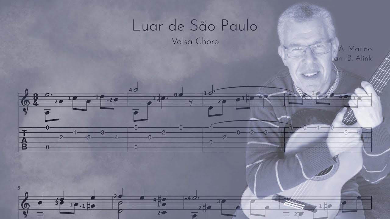 Luar de São Paulo - A. Marino for Classical Guitar, score and tab