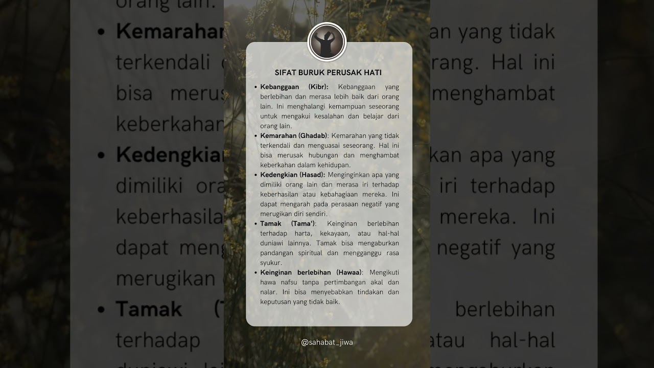 SIFAT BURUK PERUSAK HATI #shorts #islam #motivasiislami