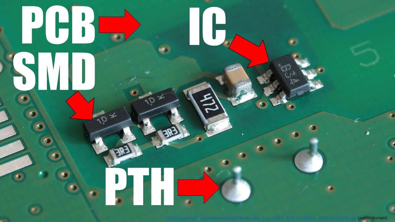 Аббревиатуры схем на английском языке: PCB, IC, PTH, SMD, SMT