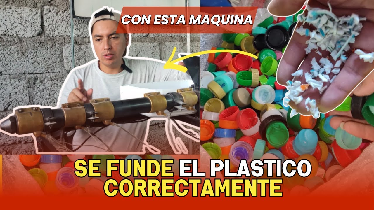 Trabajando con la extrusora de plástico reciclado casera.