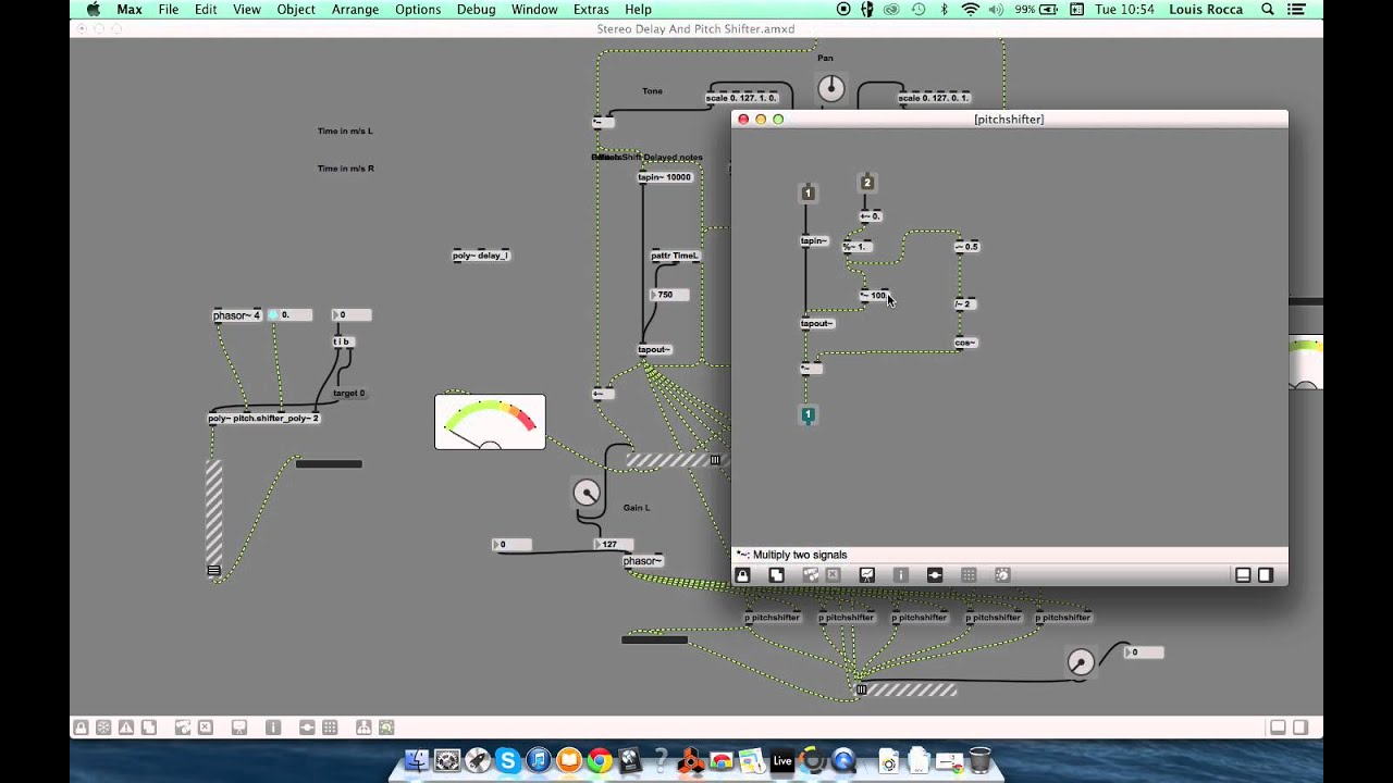 Max:MSP Stereo Delay and pitch shifter