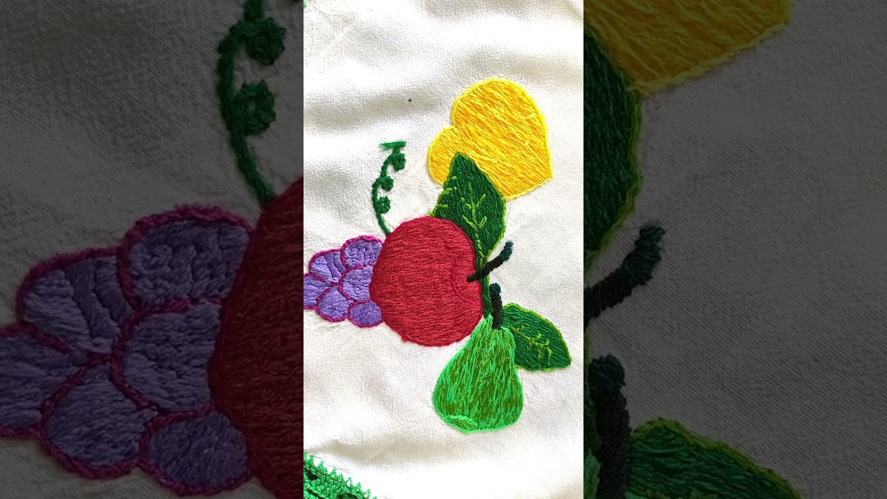 Bordado con flores💮 de colores y diseños coloridos 🪡de frutas y flores muy bonitos 