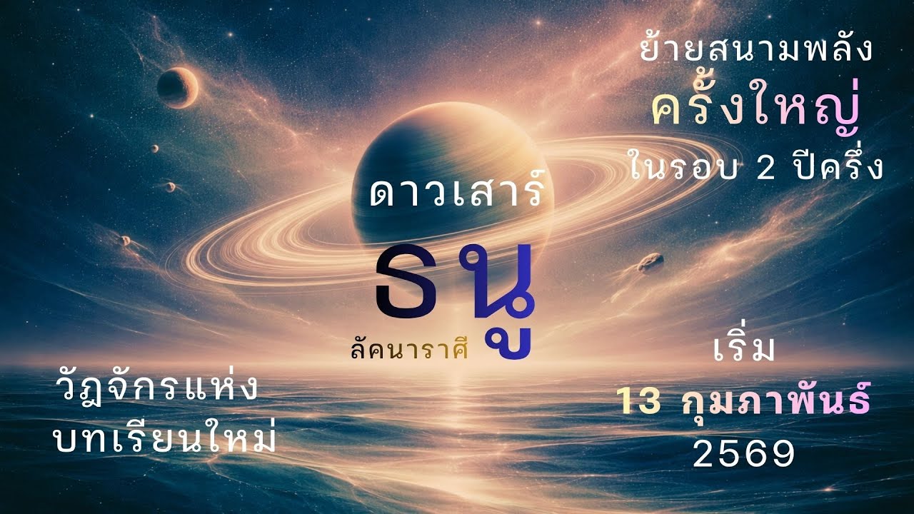 ลัคนาราศีธนู “ดาวเสาร์” ย้ายสนามพลังครั้งใหญ่ ในรอบ 2 ปีครึ่ง มีผลตั้งแต่ 13 ก.พ.69 เป็นต้นไป