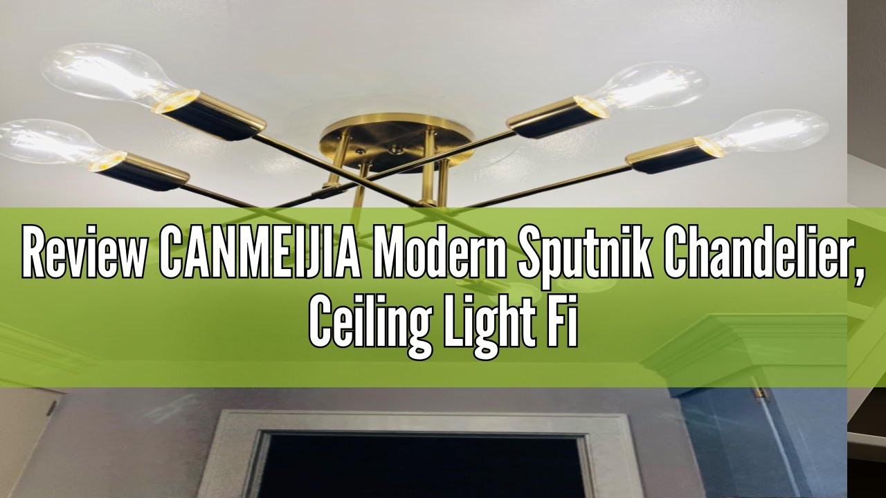 Review CANMEIJIA Modern Sputnik Chandelier, Ceiling Light Fixture Flush Mount 6-Lights Gold Chandeli