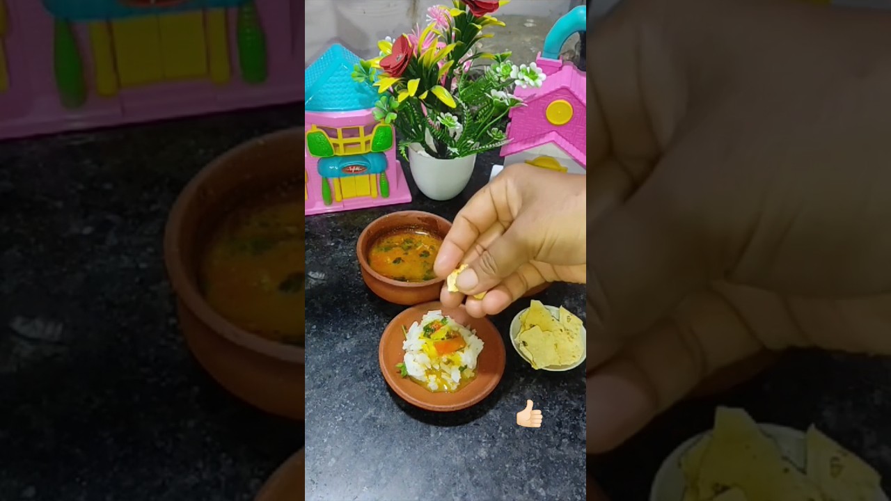 How😍to Make Miniature Dinner | Small Dal Rice Roated Papad #miniature #cooking