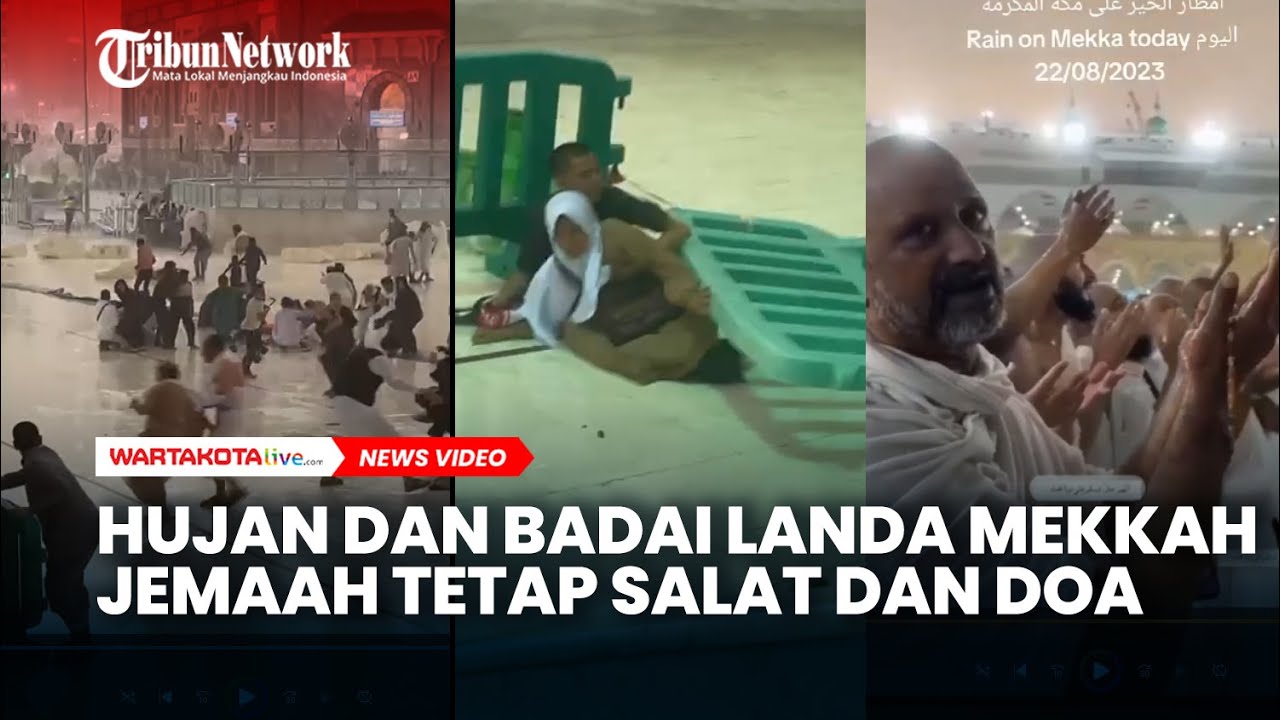 Kota Suci Mekkah Dilanda Badai, Jemaah Umroh Tetap Salat di Masjidil Haram