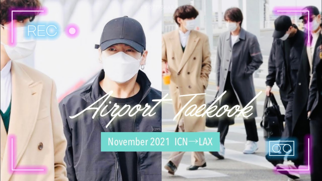 [Airport Taekook] Another Taekook walking next each other moments and Taehyung skipping towards JK