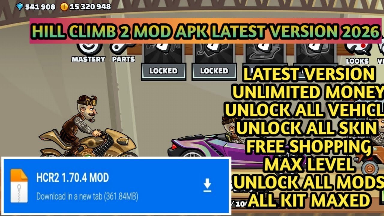 Hill Climb Racing 2 Mod Apk latest version 2026/Unlimited Diamond&Everything Unlocked&Free purchase