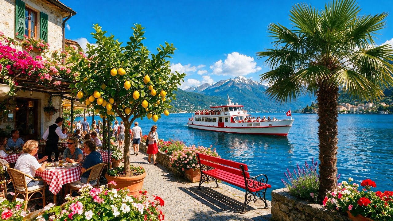 Summer In Most Charming City Lugano,Switzerland🇨🇭Swiss City Walking Tour 