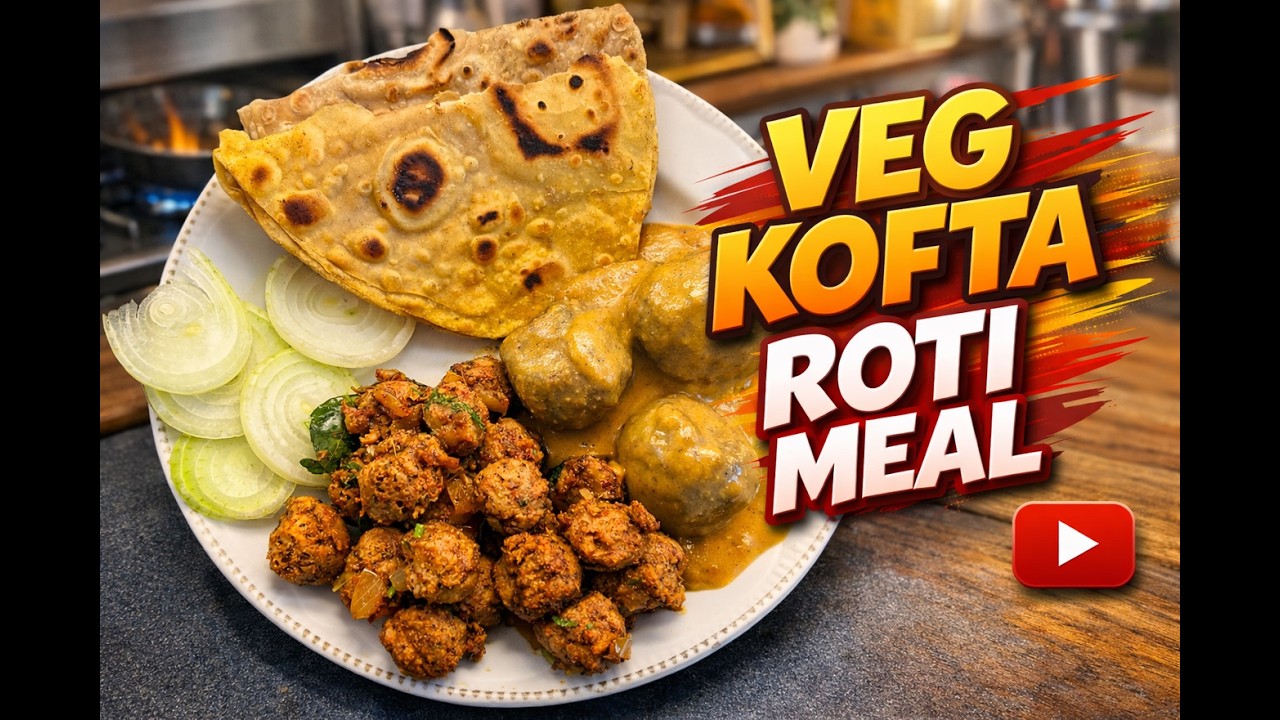 Veg Kofta Roti Meal | Soya Chukka | Easy Indian Veg Kofta Curry with Roti | Simple Homemade Meal