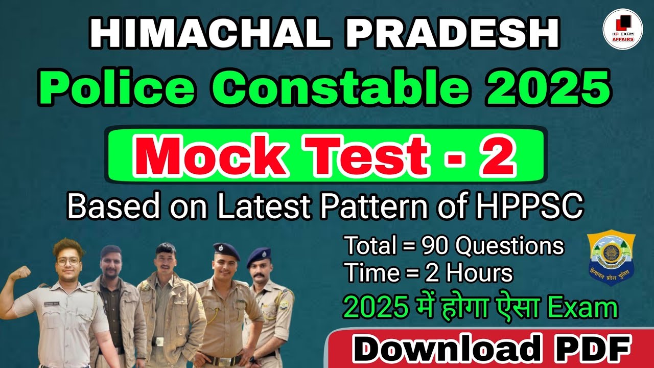 HP Police constable Mock Test-2 | Latest Pattern | Full Length |  HPPSC | 2025 | hpexamaffairs