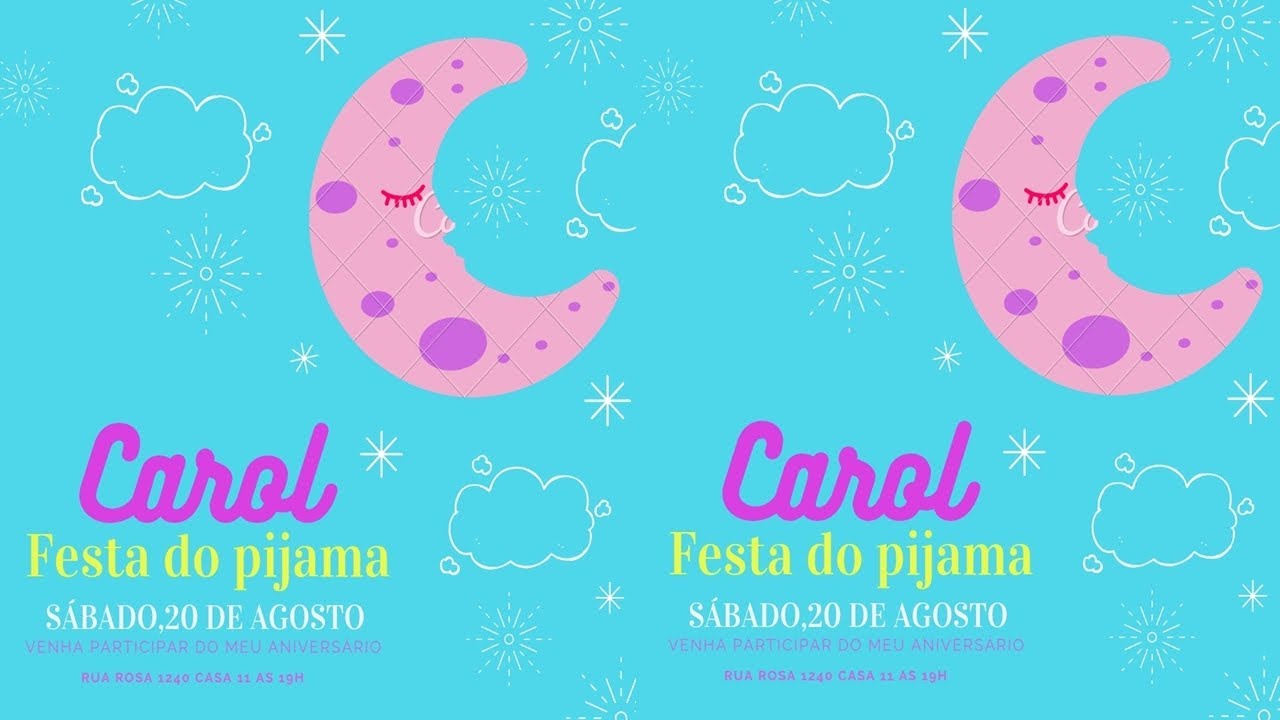 COMO FAZER CONVITE FESTA DO PIJAMA DIGITAL (GRÁTIS) - FAÇA SUA FESTA