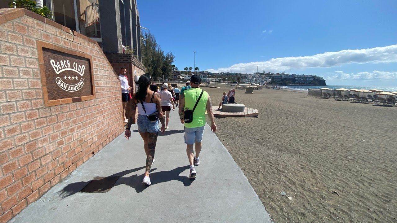 Playa de San Agustin, Gran Canaria ES 🇪🇸 - [4K] 60fps-HDR Walking Street