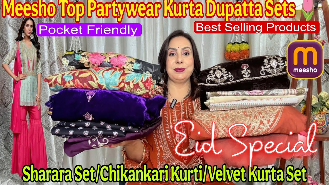 Meesho Partywear Kurta/Kurti Set Haul || Wedding Anarkali Set/Sharara Set/Chikankari Kurti #meesho 