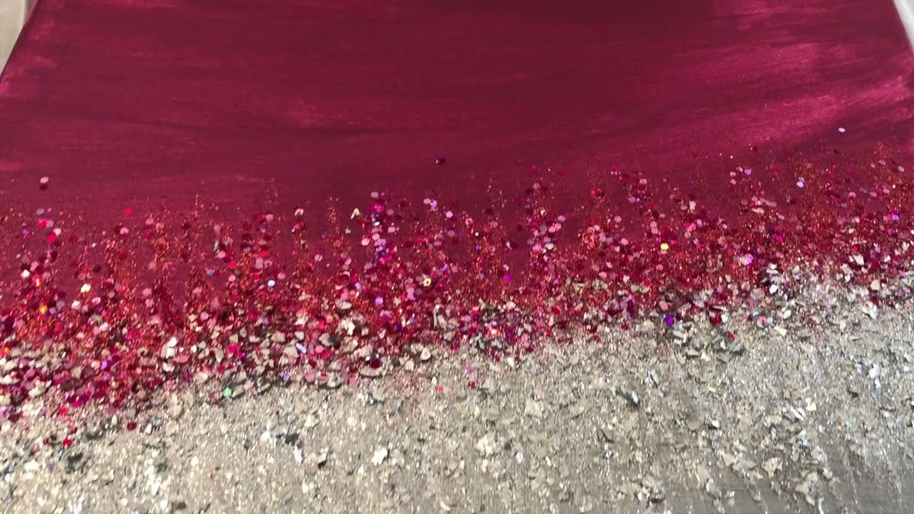 DIY Crushed Glass Wall Art || Glitter Wall Art || Berry and Silver Abstract Painting